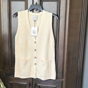 Reformation Gossamer Faye 100% Cotton V-Neck Sleeveless Sweater Vest